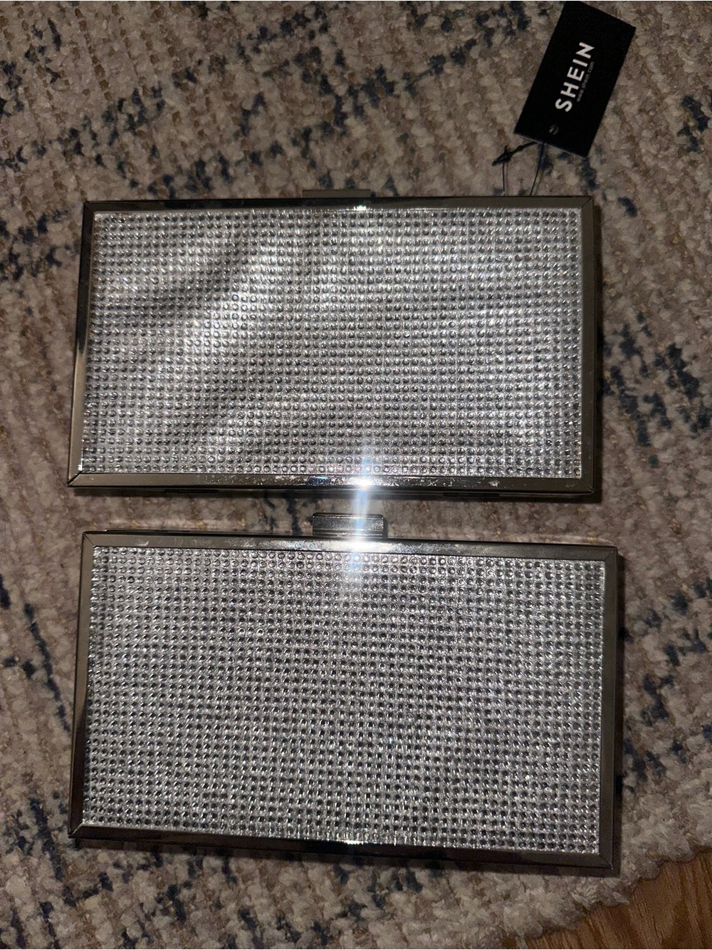 SHEIN Silver Crystal Rhinestone Rectangular Clutch bundle